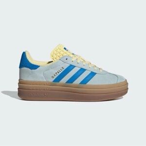 Women’s Adidas Gazelle Bold ‘Almost Blue Yellow’ Platform Sneakers Size 7.5